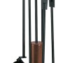 Firefix Kaminbesteck, 5-teilig, Stahl, schwarz beschichtet mit Holzgriffen. Inkl. Ständer, Besen, Schaufel, Zange und Schürhaken.
