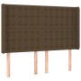 Dunkelbraunes vidaXL Boxspringbett Kopfteil mit Stoffbezug und Knopfheftung.
