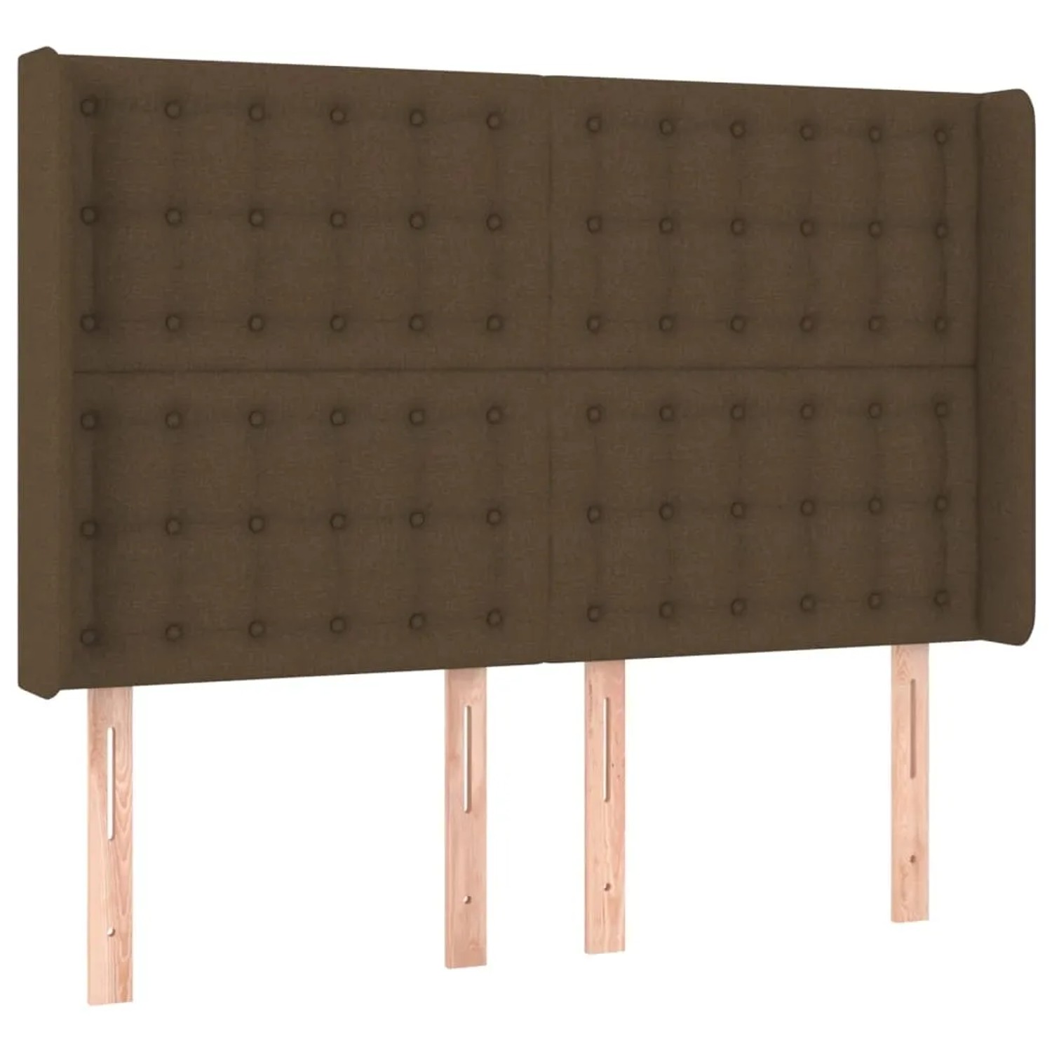 Dunkelbraunes vidaXL Boxspringbett Kopfteil mit Stoffbezug und Knopfheftung.