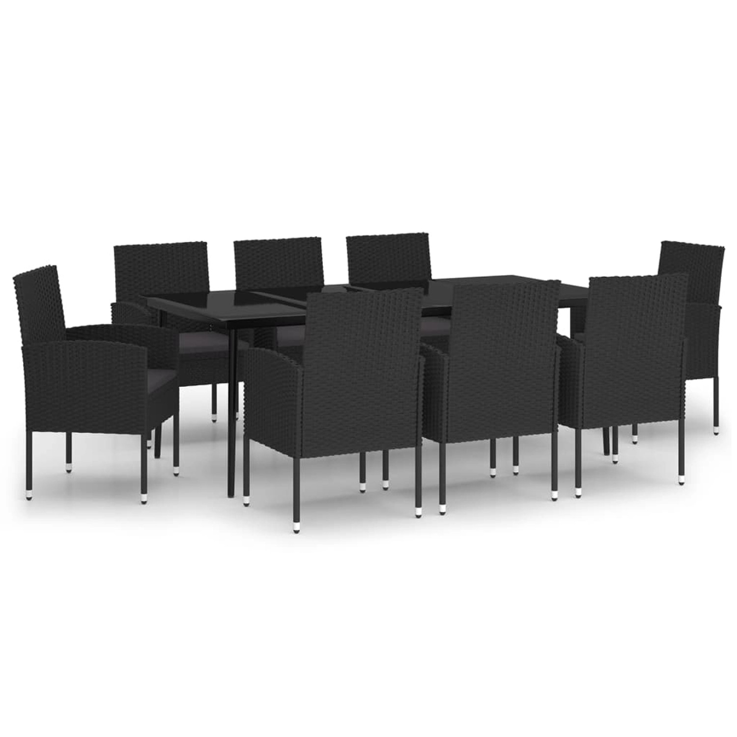 vidaXL 9-Tlg Garten-Essgruppe Schwarz 3099636