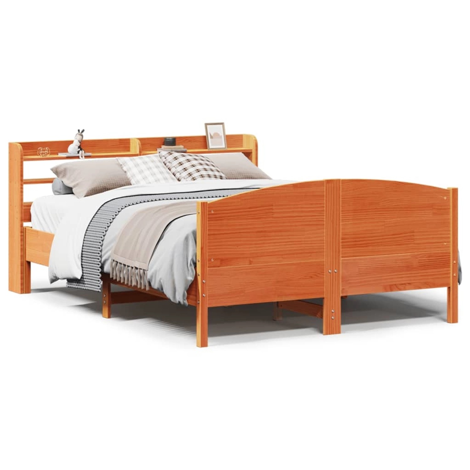 vidaXL Massivholzbett ohne Matratze Wachsbraun 135x190 cm Kiefernholz 33069 günstig online kaufen