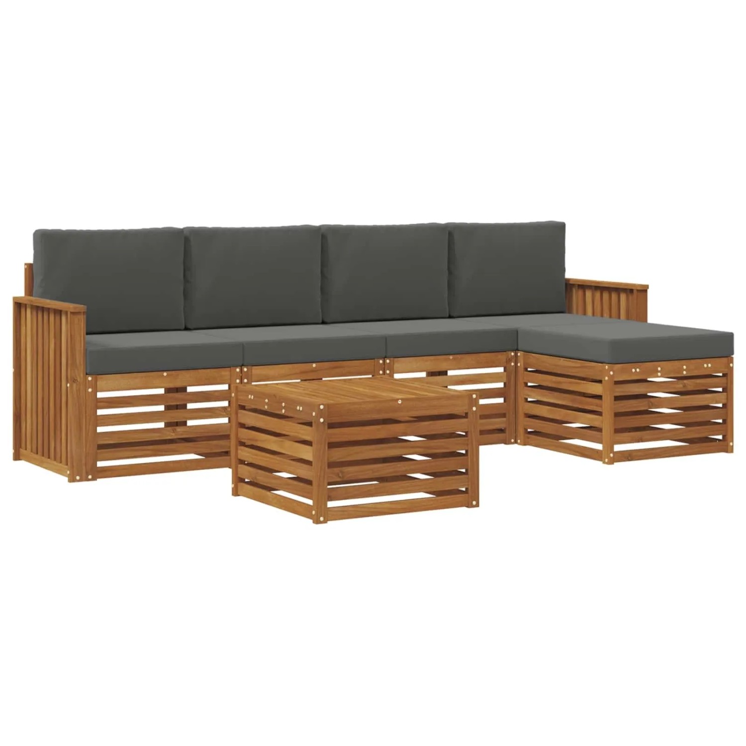 vidaXL Sofagarnituren 6 Tlg Natur und Anthrazit Massivholz Akazie 3374687