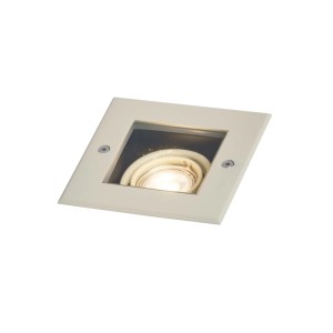 Beiger QAZQA Bodeneinbaustrahler Oneon, dreh- und schwenkbar, GU10, IP65 für den Außenbereich.