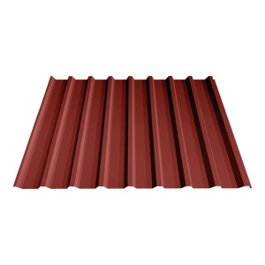 Dach des Holzbrüder Carport Ralf 42 in Rot. Carport Dach aus Stahlblech.