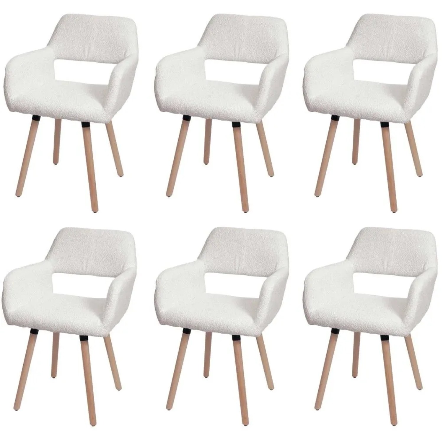 MCW Esszimmerstuhl A50 II 6er-Set Creme Stoff/Textil Boucle 450g/m²