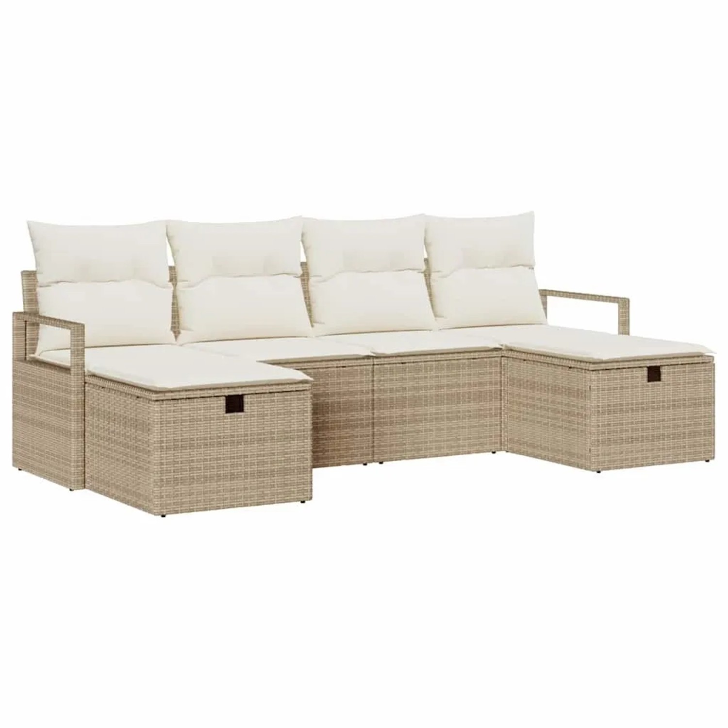 vidaXL Sofa Set mit Kissen 6-Tlg Beige und Creme Poly-Rattan 3359220 günstig online kaufen