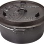 Schwarzer Petromax Dutch Oven FT12-T mit Deckel und Henkel, ideal zum Kochen und Backen im Freien.