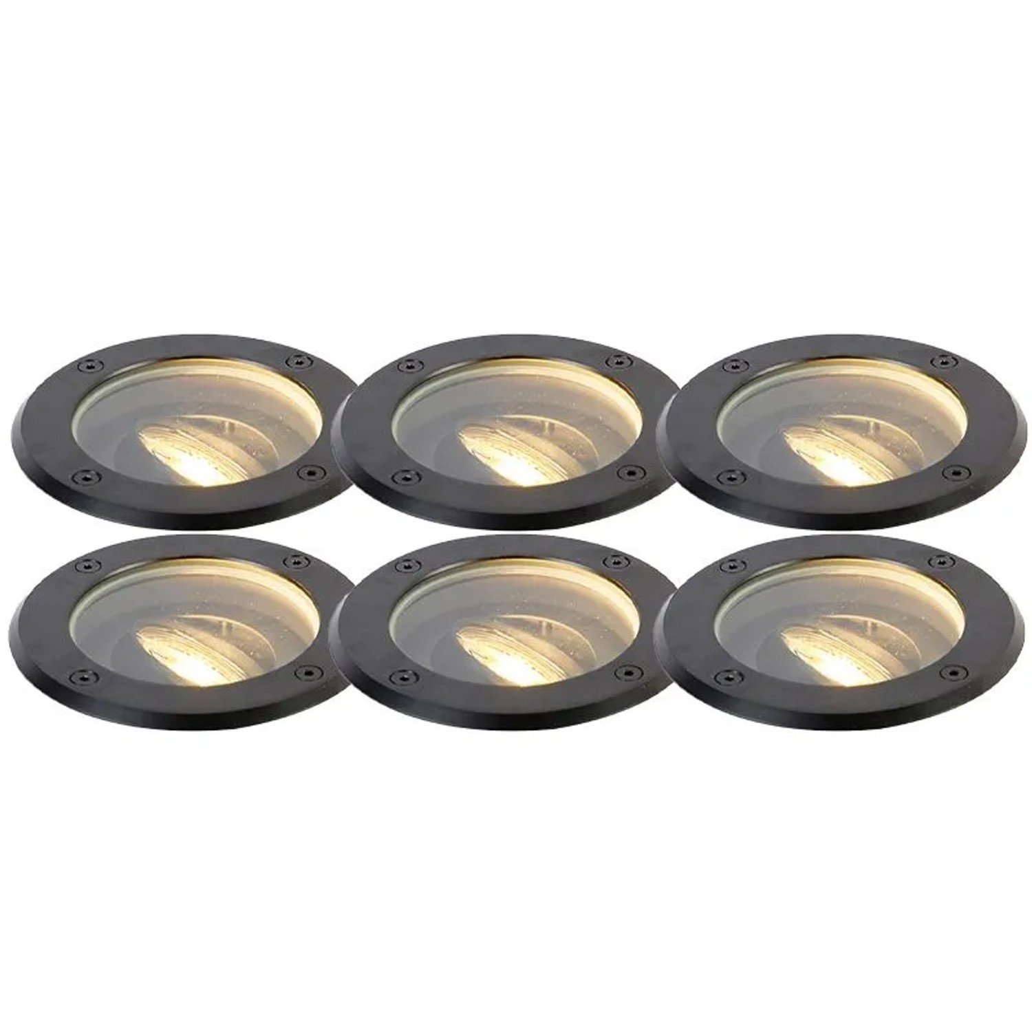 QAZQA 6er Set Outdoor Bodenstrahler Schwarz Einstellbar IP65 Delux