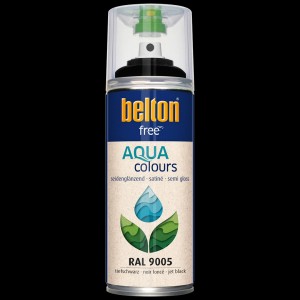 Belton Free AQUAcolours Buntlack RAL 9005 Tiefschwarz, seidenglänzend, 400ml Dose.