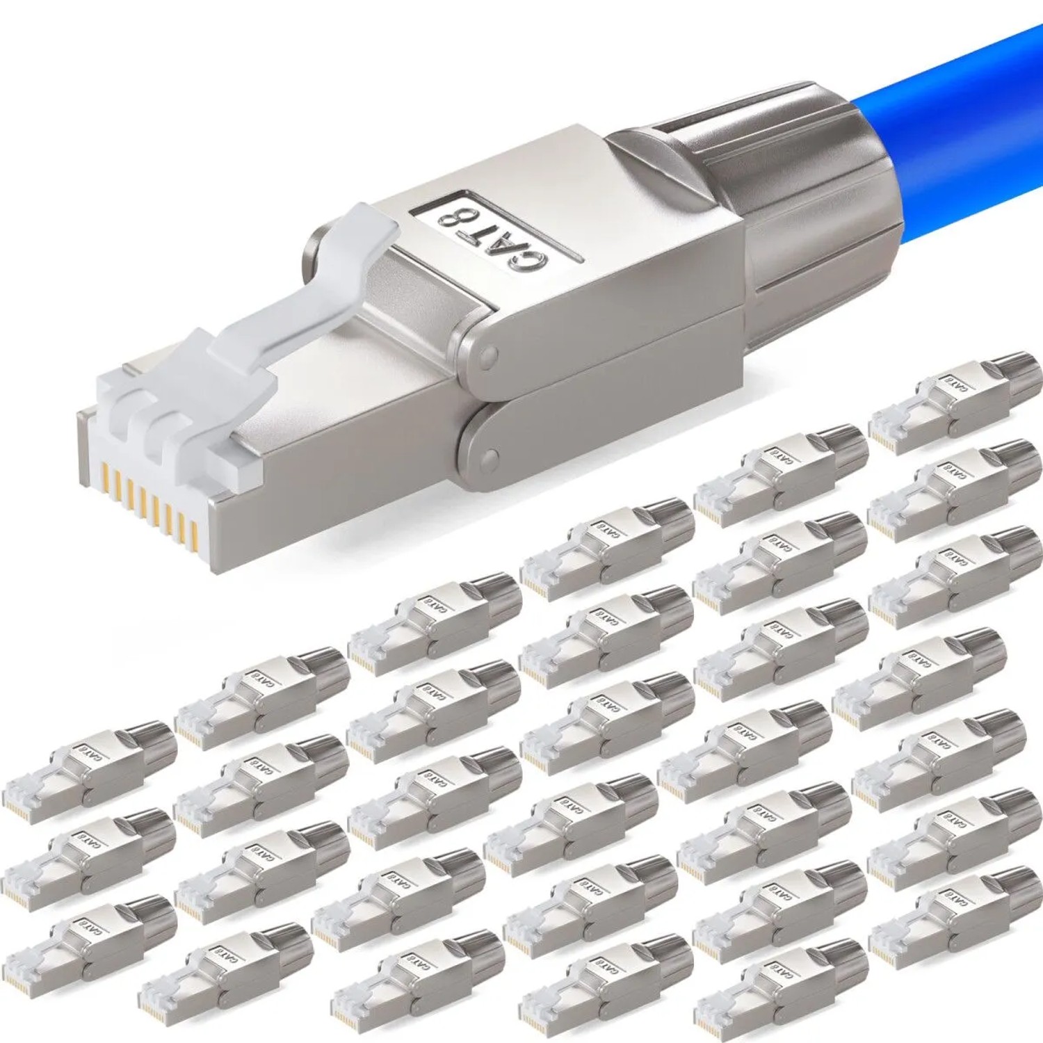hb-digital 32x Netzwerkstecker CAT 8 RJ45 LSA STP Kontakte Vergoldet 50u