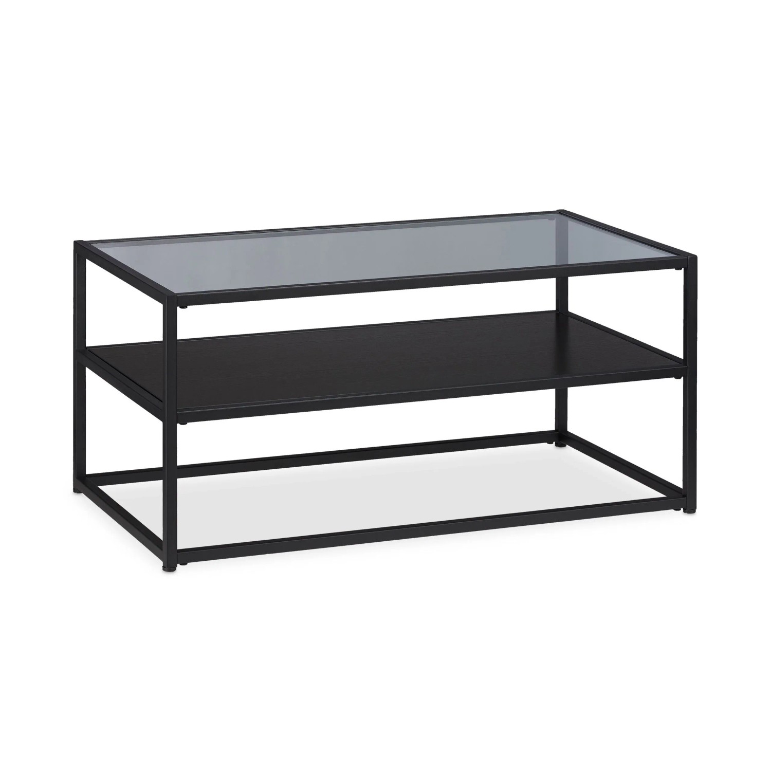Relaxdays Couchtisch Glas Metall Schwarz Mit Ablage 42 Cm X 90 Cm X 50 Cm 15, 3 Kg