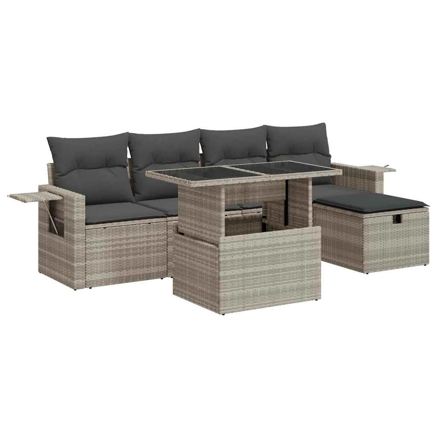 vidaXL 6-Tlg Garten-Sofagarnitur mit Kissen Hellgrau Poly Rattan 3327852 günstig online kaufen