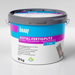 Eimer Knauf Royal Fertigputz, 1 mm Körnung, 20 kg. Dekorputz für Innenräume, gebrauchsfertig und mineralisch.
