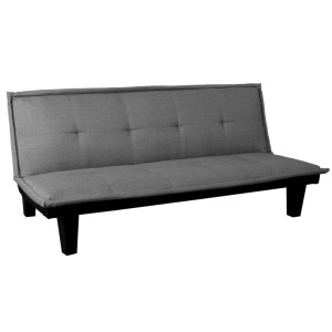 Dunkelgraues 3er-Sofa MCW C87 mit Textilbezug und Schlaffunktion.