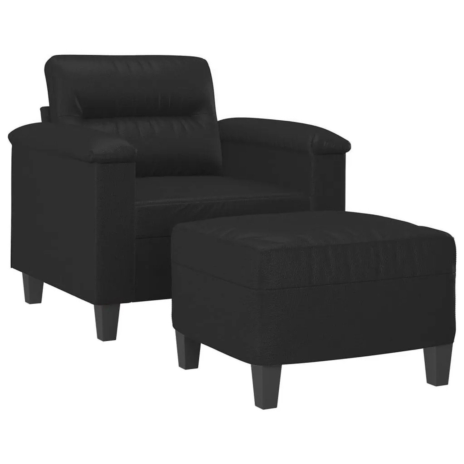 vidaXL Sessel mit Hocker Schwarz 60 cm Kunstleder 3201237
