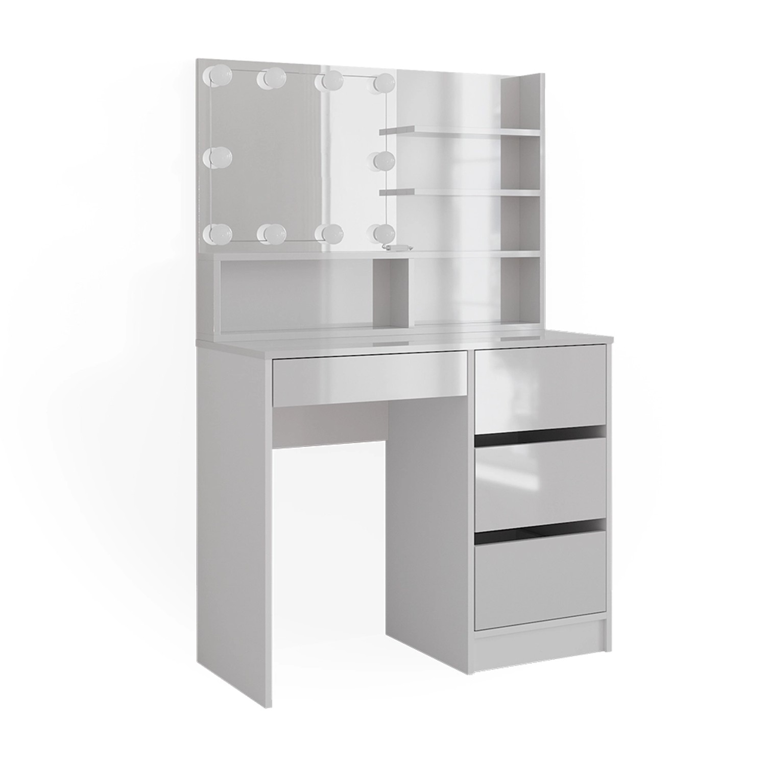 Vicco Schminktisch Sherry Weiß 40 cm mit LED Beleuchtung und Spiegelregal günstig online kaufen