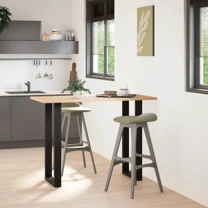 vidaXL Bartisch mit U-förmigen, schwarzen Stahlbeinen (2 Stk., 40x100-101 cm).