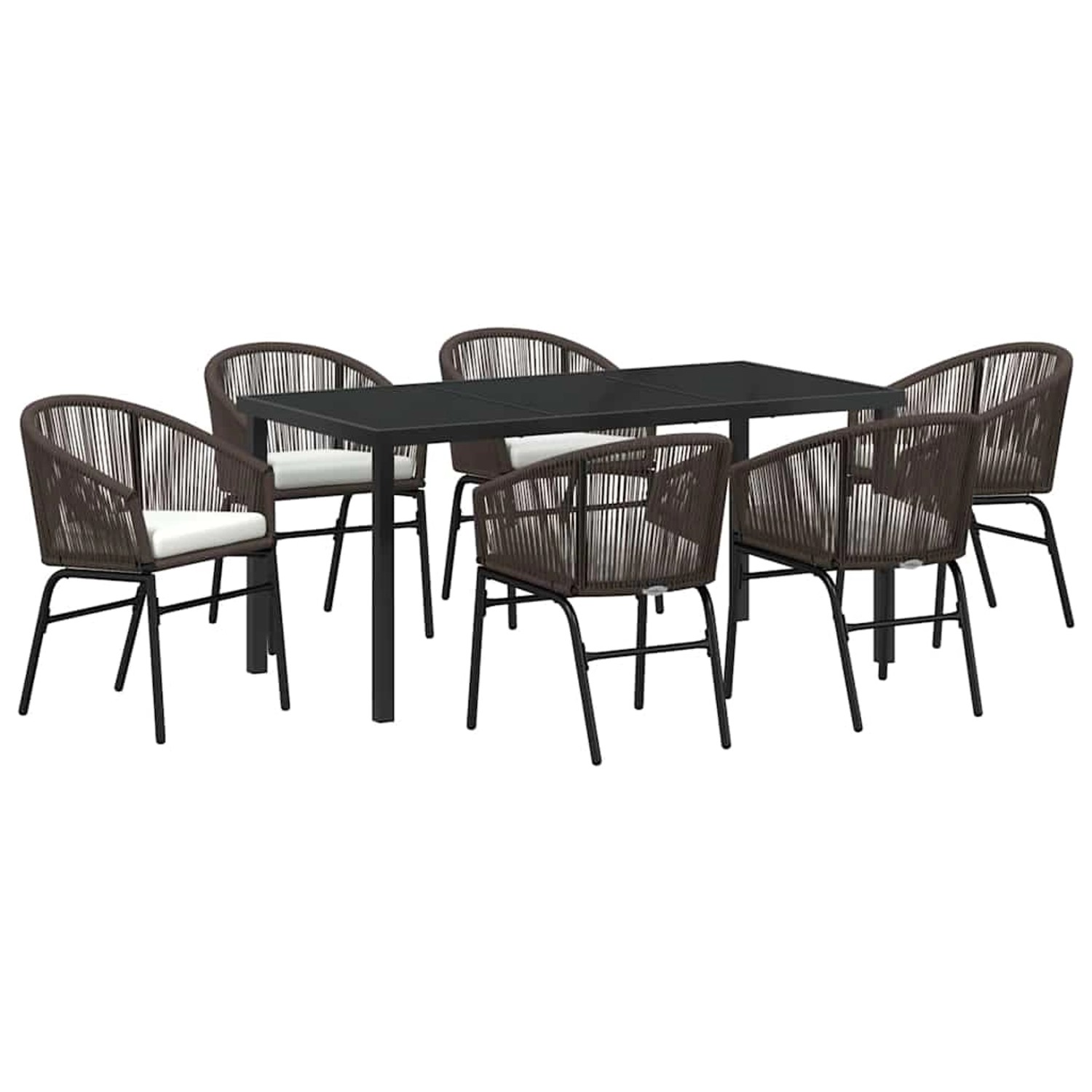 vidaXL Garten Essgruppe 7-Tlg Braun Poly Rattan 3379356 günstig online kaufen