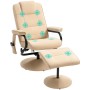 Cremefarbener Massagesessel mit Hocker, Liegefunktion und Fernbedienung. Komfortabler Loungesessel mit Massage.