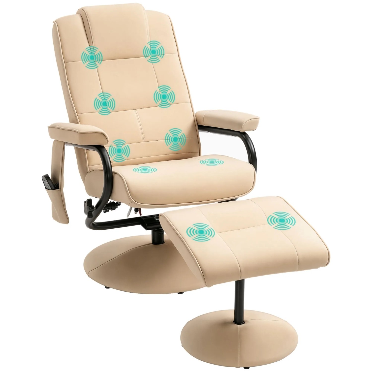 HOMCOM Massagesessel mit Hocker Liegefunktion Elektrisch Fernbedienung Creme