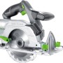 LUX Akku-Handkreissäge A-HKS-20/150 aus dem 1 PowerSystem, silberfarben mit grünem Akzent.