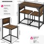 Tectake Sitzgruppe Milton, 3-teilig, Industrial-Design mit Esstisch und 2 Stühlen aus Holz und Stahl.