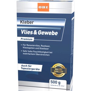 OBI Kleber Vlies & Gewebe, 500g Packung. Kleister für Renoviervlies, Raufaser, Vliestapeten und Glasfaser.