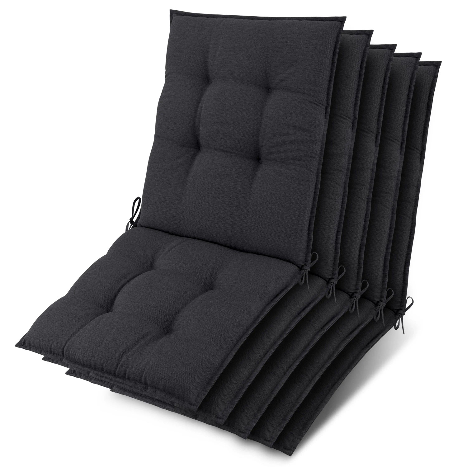 Beautissu 5x Niederlehner Sun-NL Auflage 105x50x8cm Anthrazit