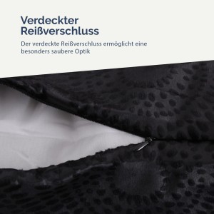 Bestlivings Kissenhülle Punkte, 50x50 cm, Schwarz mit Reißverschluss Detail.