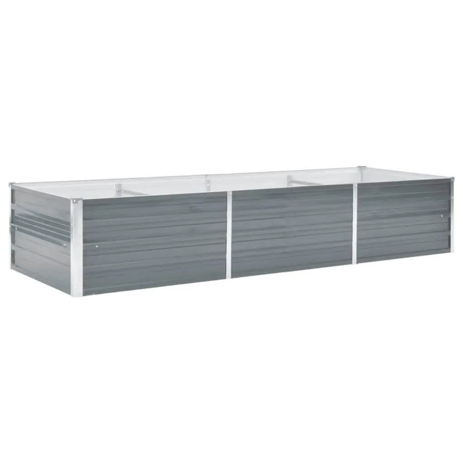 Graues furnicato Garten-Hochbeet aus verzinktem Stahl, 240x80x45 cm.