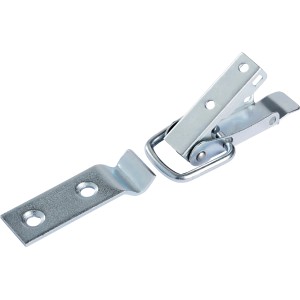 Verzinkter Kistenverschluss mit Haken, 55x13mm, zur Sicherung von Kisten beim Transport.