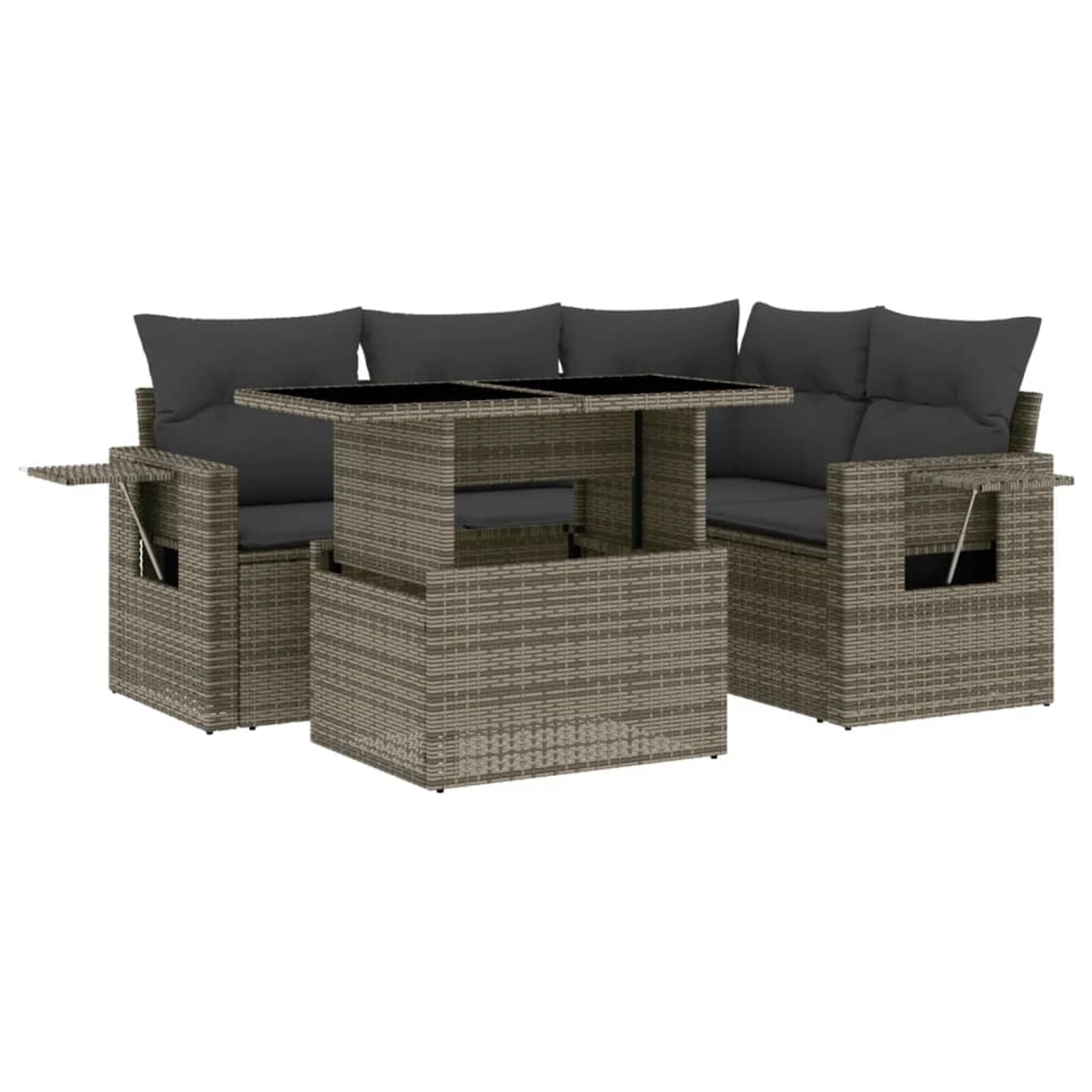 vidaXL 5-tlg Garten-Sofagarnitur mit Kissen Grau Poly Rattan Modell 87 günstig online kaufen