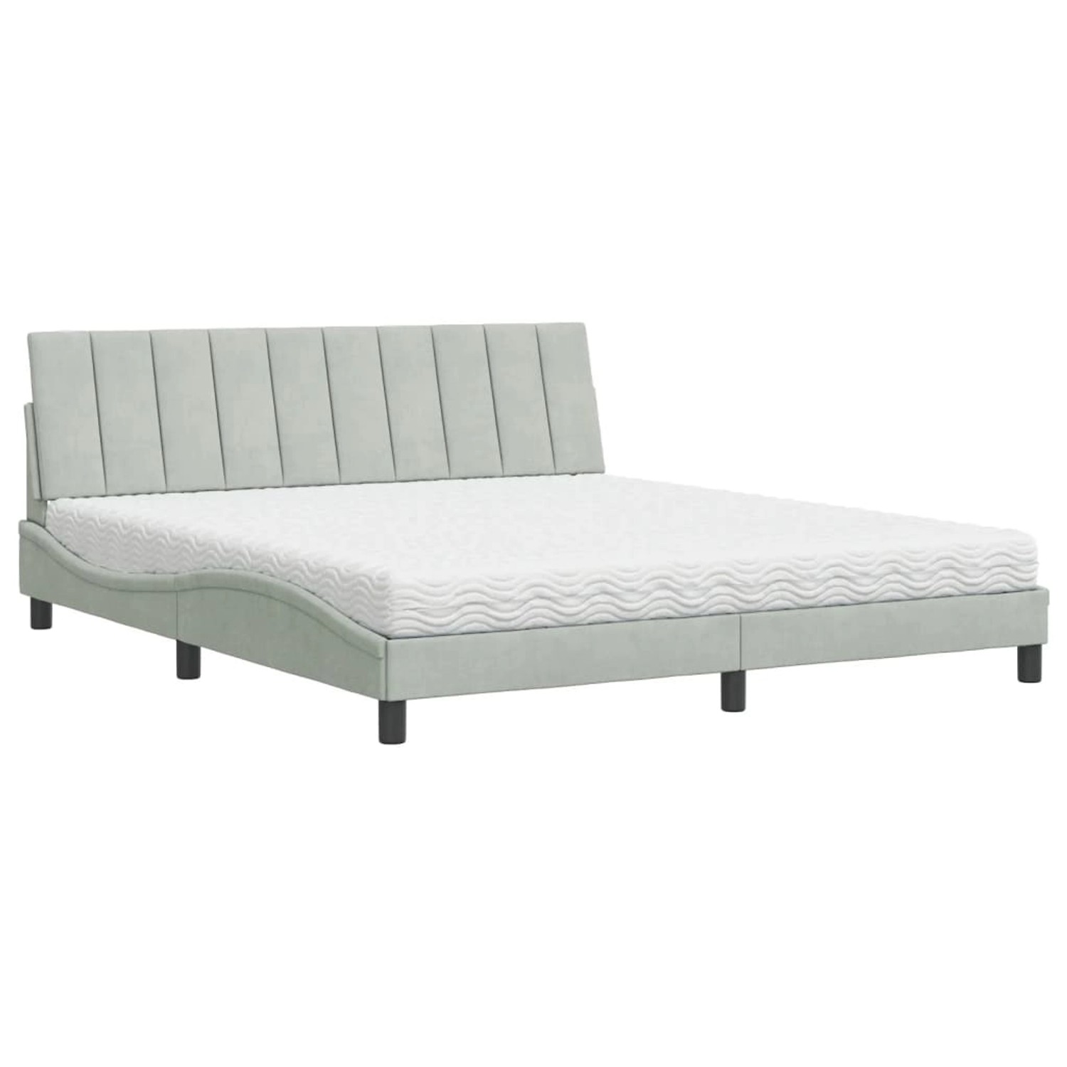 vidaXL Bett mit Matratze Hellgrau 180x200 cm Samt Modell 12009583