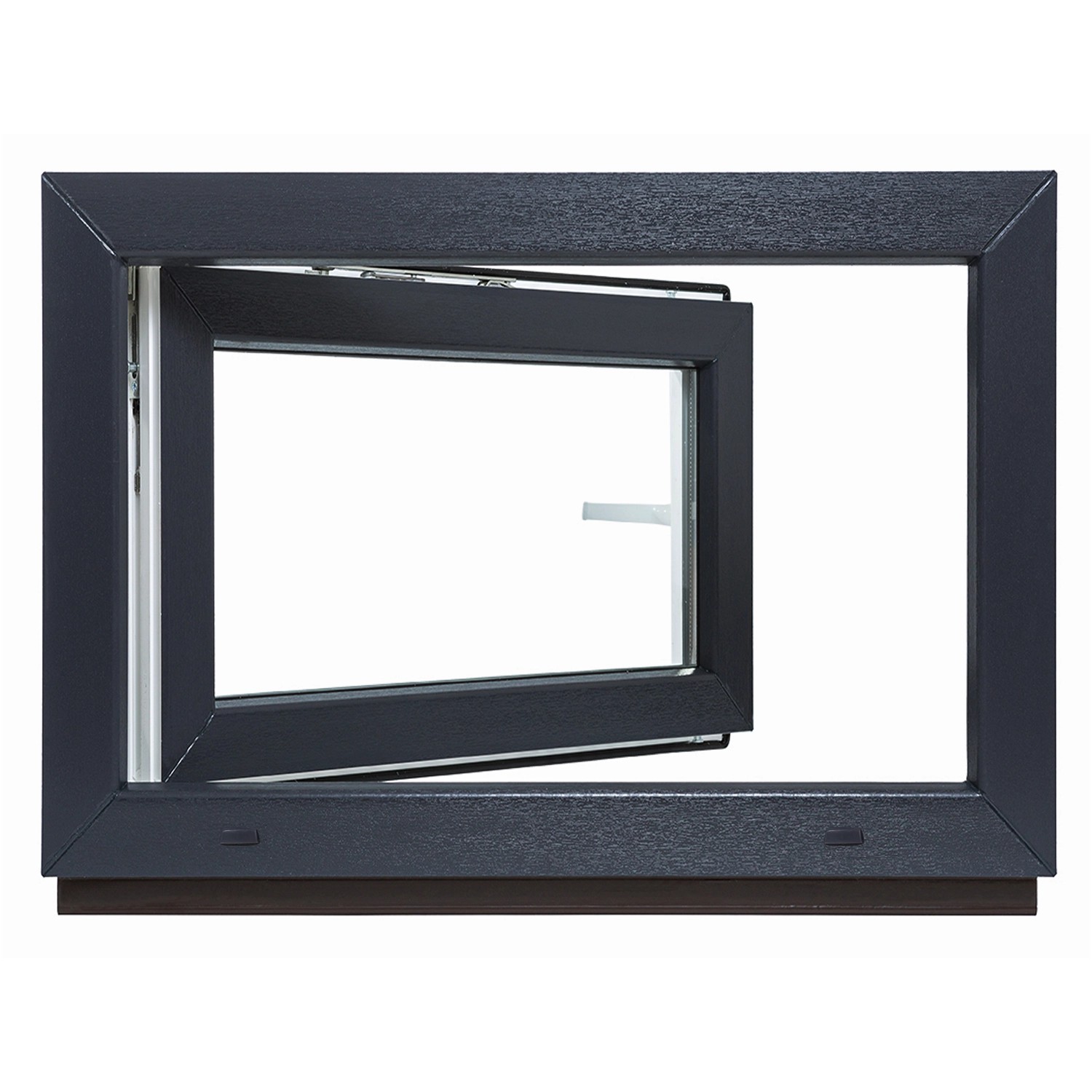 Framelux Kunststofffenster Slimline Anthrazit 2-Fach Verglasung 1100 x 400 mm Rechtsanschlag