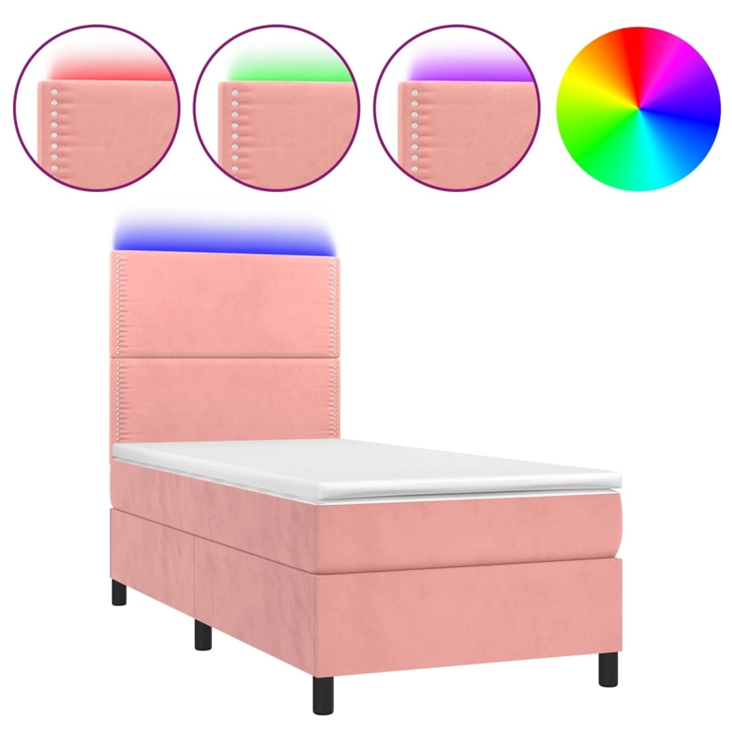 vidaXL Boxspringbett mit Matratze & LED Rosa 90x190 cm Samt 3136040 günstig online kaufen
