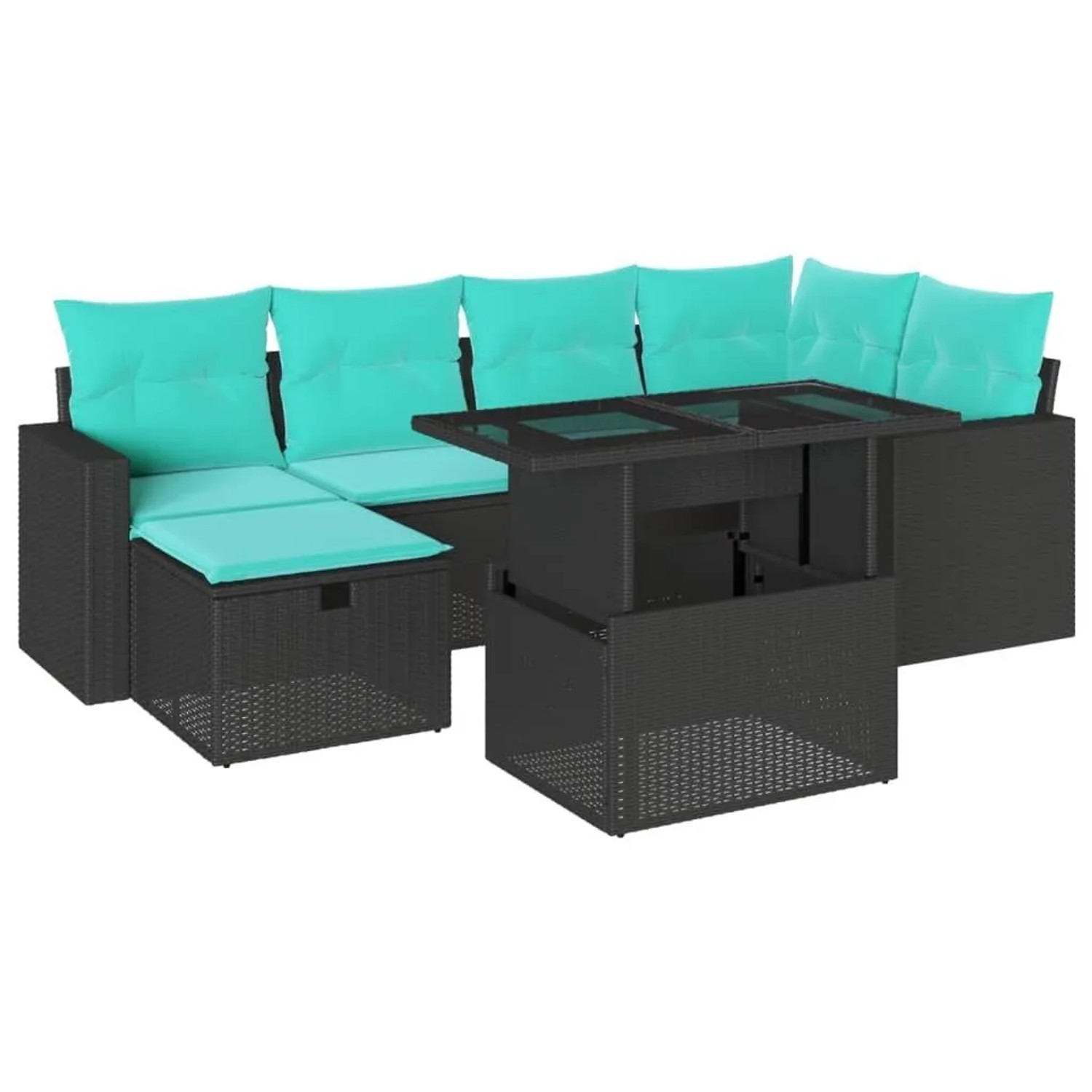 vidaXL 7-Tlg Gartensofa-Set mit Kissen Schwarz Polyrattan 3274817 günstig online kaufen