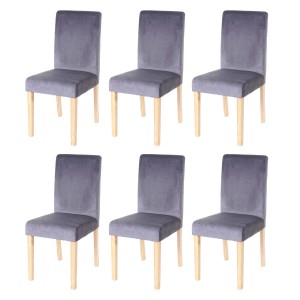 CHEFGASTRO Esszimmerstuhl 6er-Set Klassisch & Zeitlos 90x43x56cm Sitzhöhe 45cm Samt Helle Beine Grau