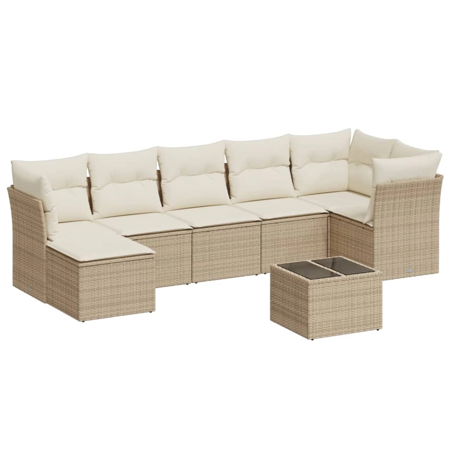vidaXL 8-Tlg Garten-Sofagarnitur mit Kissen Beige Poly Rattan 3217978 günstig online kaufen