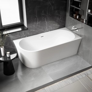 Freistehende, asymmetrische Badewanne NOVA von Bernstein, Acryl, Weiß Matt, 170x80 cm.