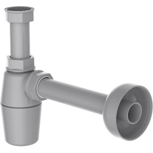 Grauer Kirchhoff Tassensiphon Eco Save für Waschbecken aus recyceltem Kunststoff.