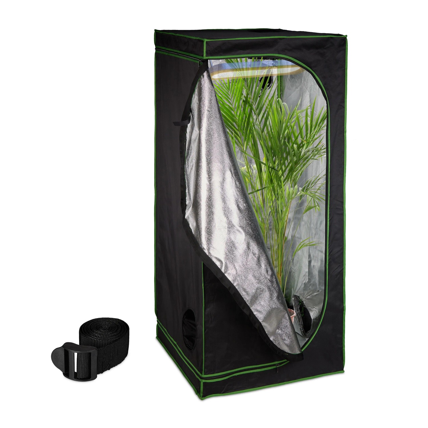 Relaxdays Growzelt Polyester Stahl Schwarz Lichtdicht 80 cm x 80 cm x 180 cm