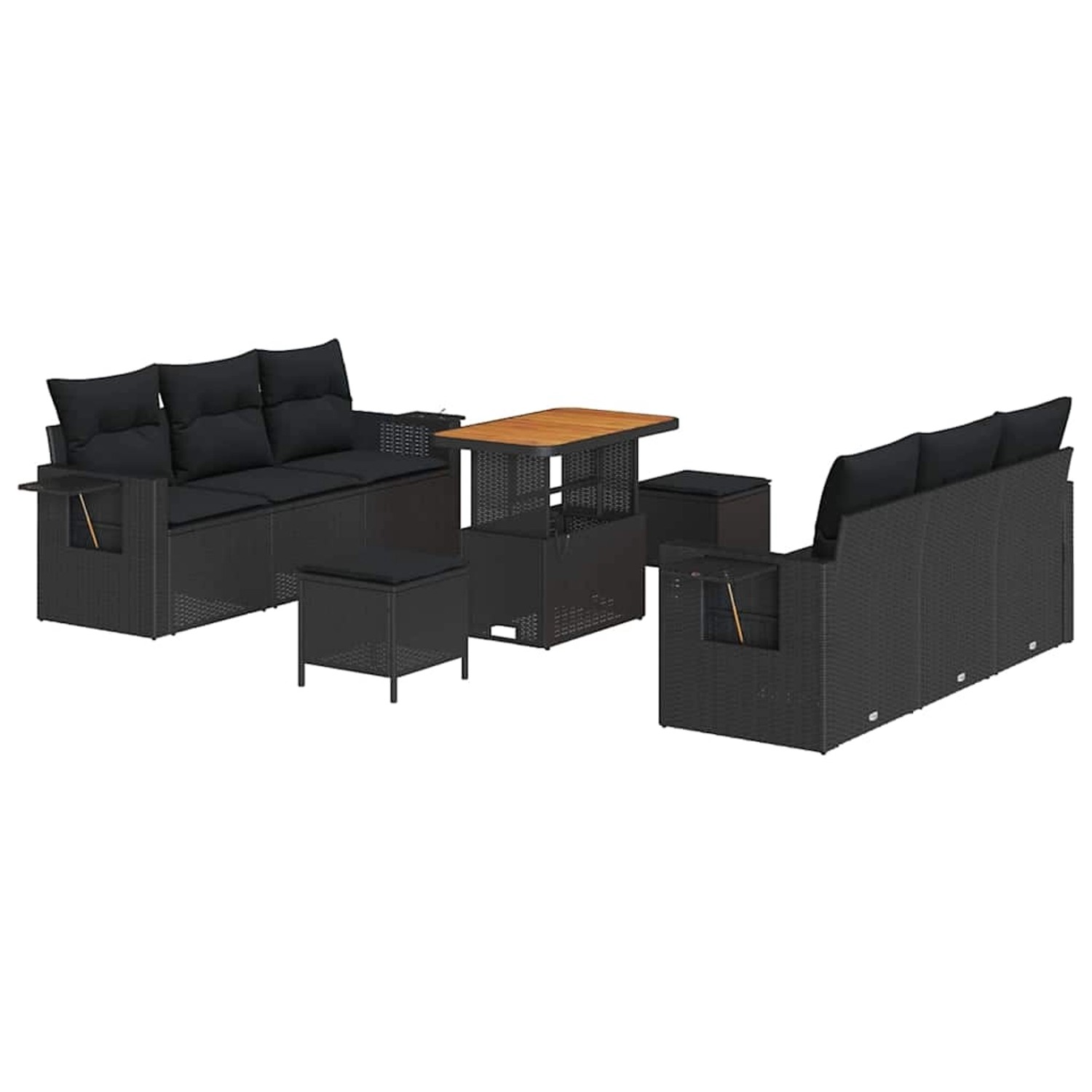 vidaXL Garten-Sofa-Set 9-Tlg Schwarz Poly Rattan 3361699 günstig online kaufen