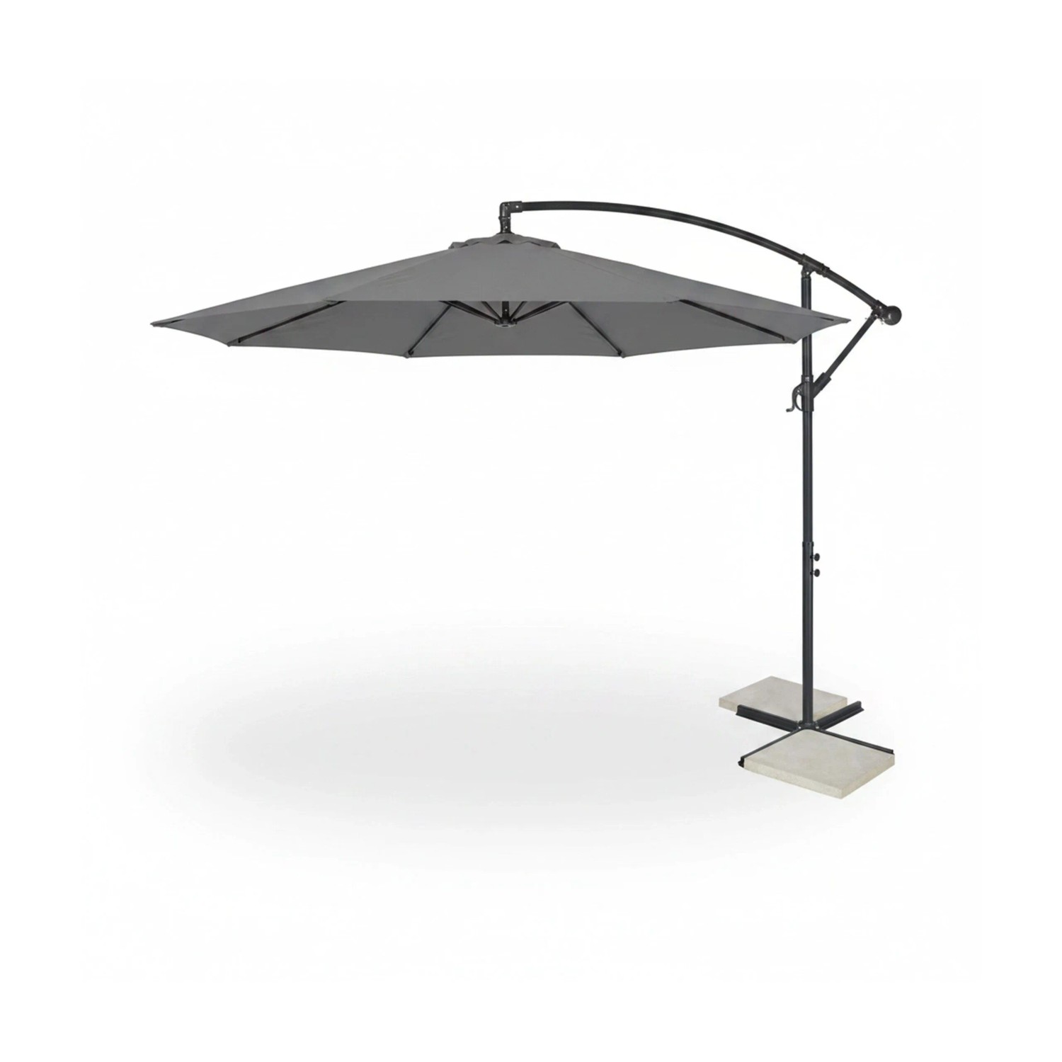 Relaxdays Ampelschirm Aluminium Polyester Grau Kurbel Neigbar Wasserabweisend ø 300 cm