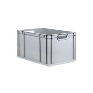 Graue PROREGAL Eurobox NextGen, 65 Liter, mit Griffmulden, für Lagerung und Transport.