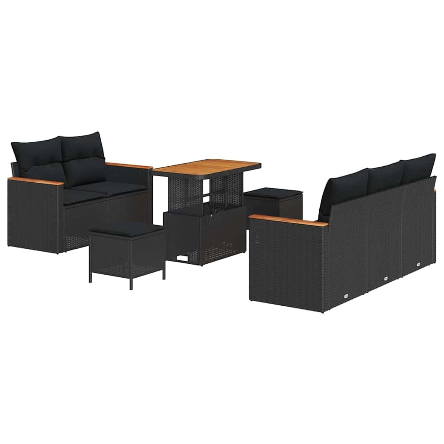 vidaXL Garten-Sofa-Set mit Kissen 8-Tlg Schwarz Poly Rattan 3362989 günstig online kaufen