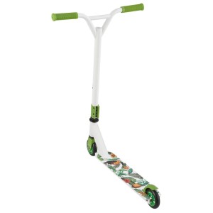 ArtSport Stuntscooter Hawaiana in Weiß und Grün mit tropischem Muster auf dem Deck.