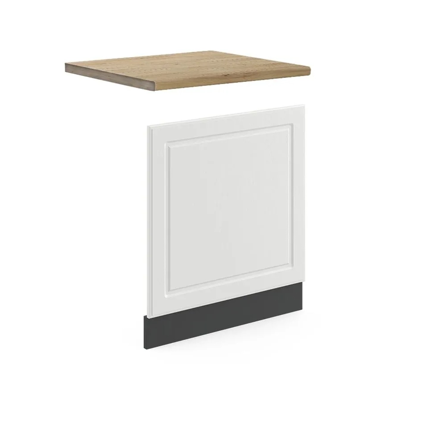 Vicco Frontblende R-Line Geschirrspüler Fronttür Weiß Landhaus Anthrazit 60 cm AP Eiche