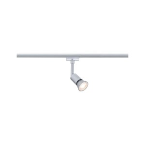 Paulmann URail Schienenspot Salt Chrom Matt, ein moderner LED-Spot mit leuchtendem Licht an einer Schiene.