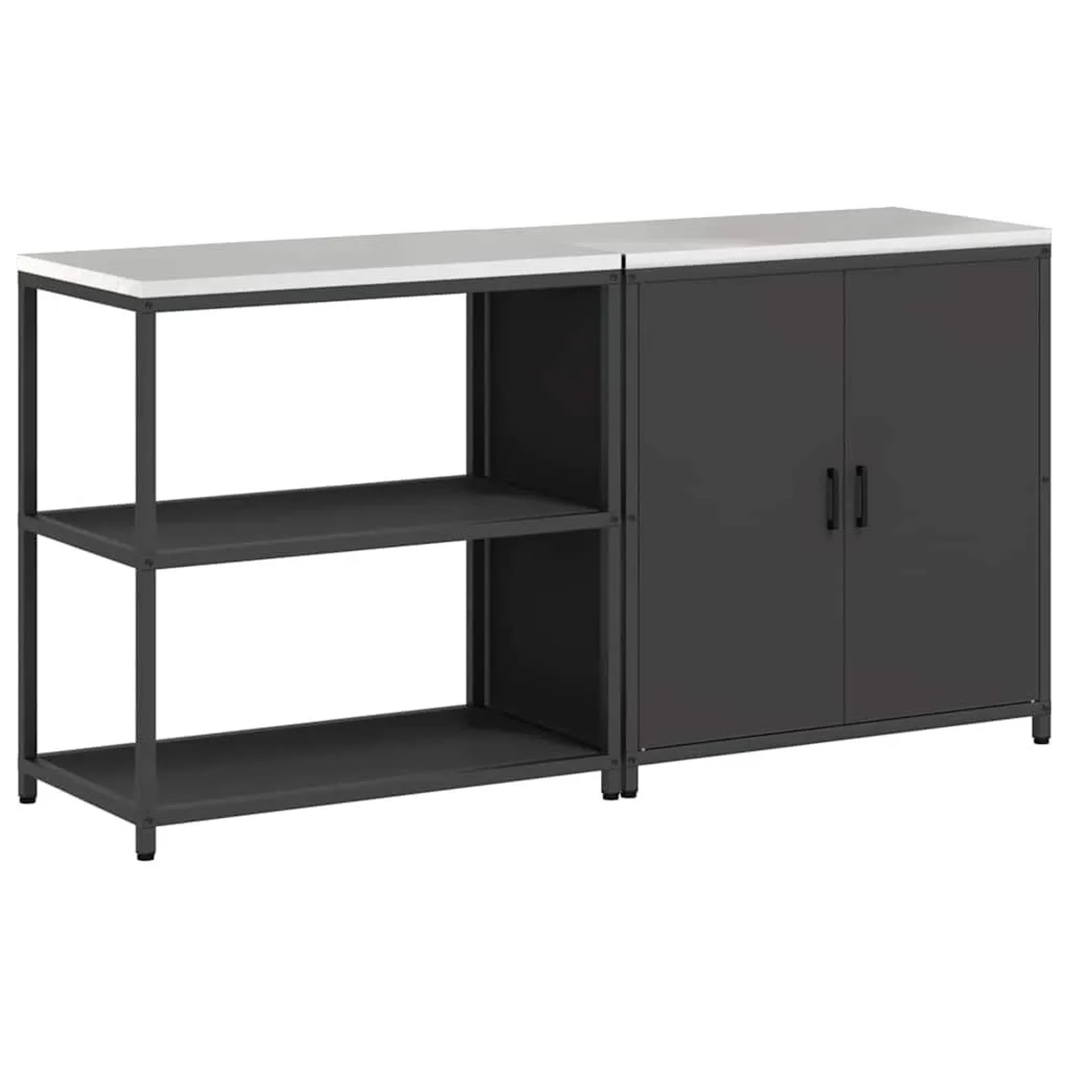 vidaXL Aufbewahrungsset für die Küche mit Regal mit Tür 2 Stk Schwarz 33926 günstig online kaufen