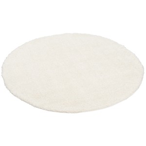 Runder, weißer Langflor Teppich Aloha von Pergamon, 80cm Durchmesser.